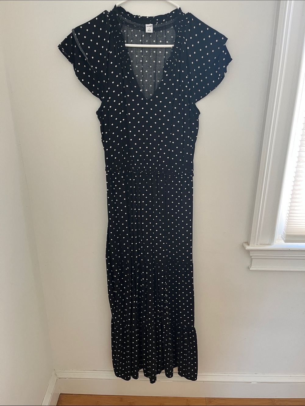 Old Navy Black Maxi Dress with White Polka Dots